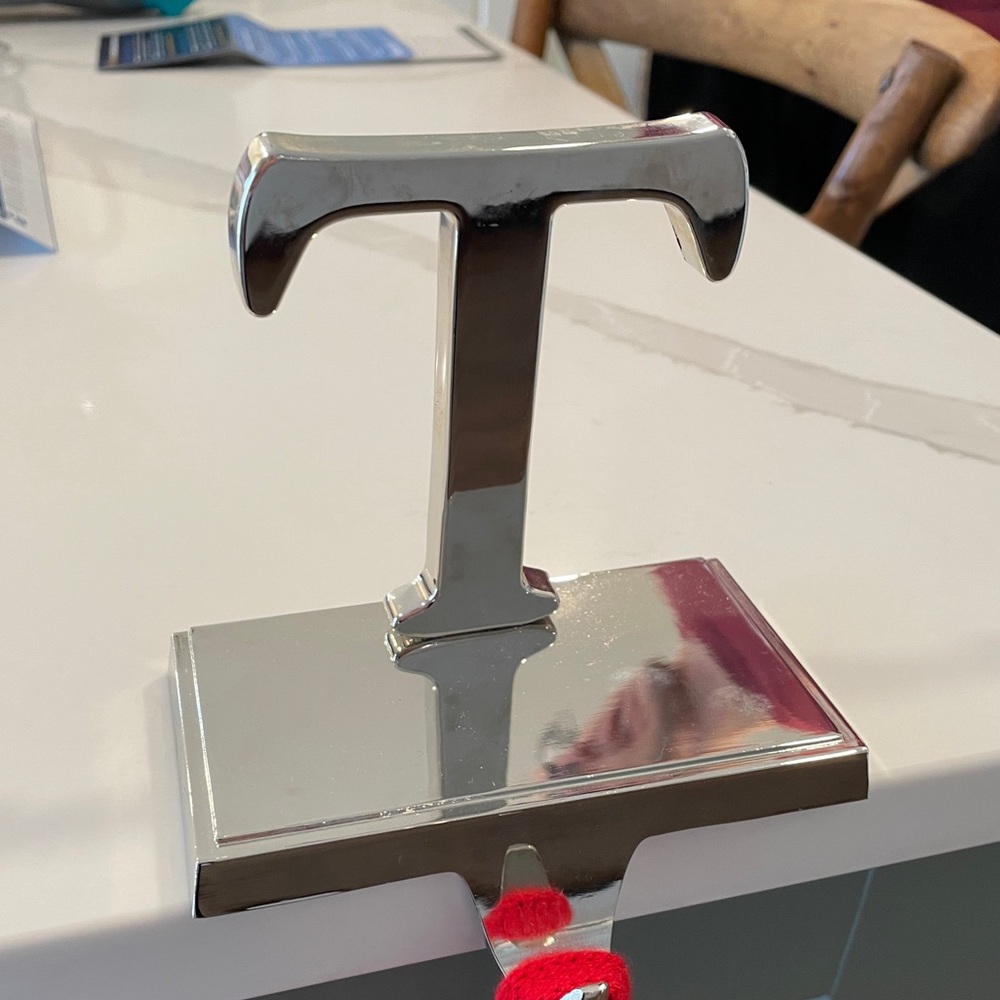 Pottery Barn Silver Initial T Stocking Holder